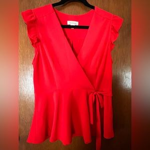 Faux wrap v-neck top